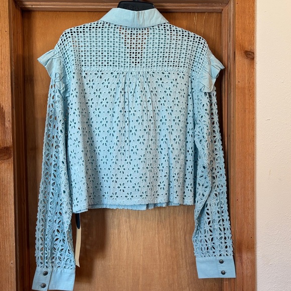 Double D Ranch Light Blue Eyelet Blouse - Picture 4 of 4